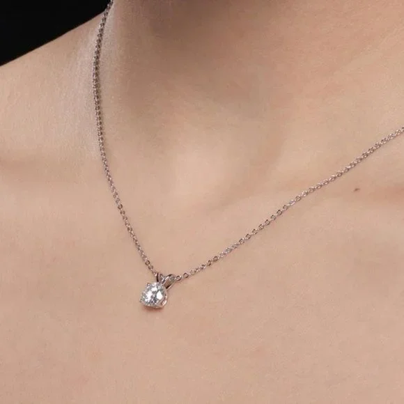 Certified 1ct. t.w. Moissanite Diamond Solitaire 4 Prone Pendant Necklace NEW - Picture 4 of 13